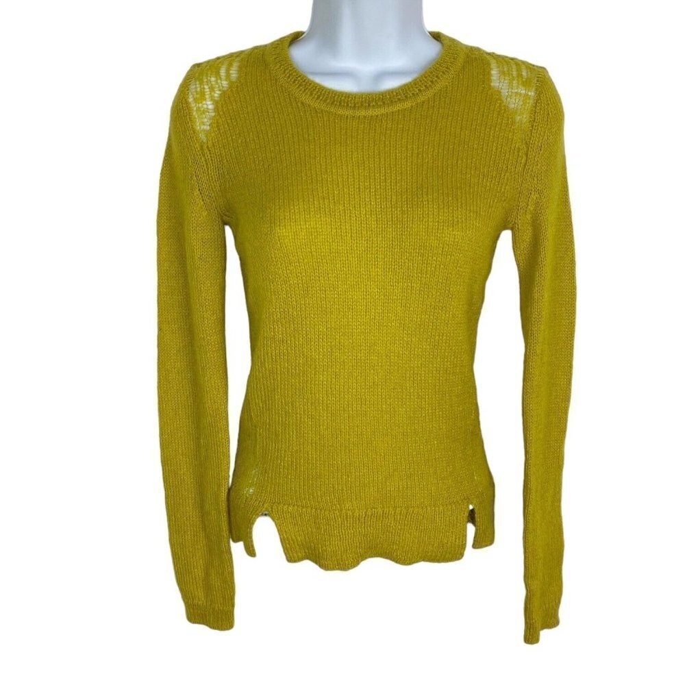 Rachel Roy Sweater Mohair Blend Yellow Knit Long Sleeve Crew